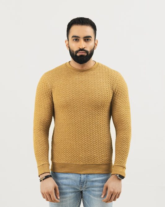 Jacquard Quilted Crew Neck Sweatshirt